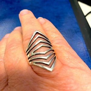Turkish geometric silver color metal ring